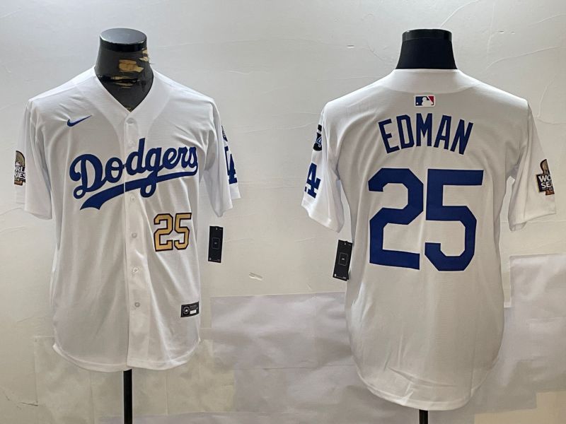 Men Los Angeles Dodgers #25 Edman White Game 2024 Nike MLB Jersey style 11209